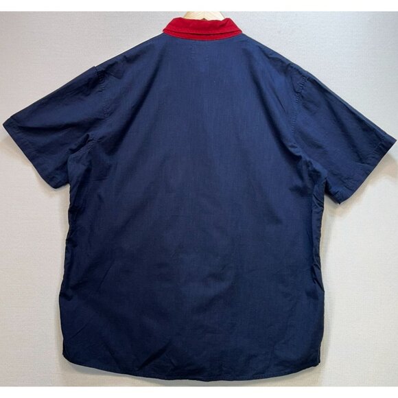 Redhead Mens Button Down Shirt Short Sleeve Sz XL Blue White American Flag Stars - Picture 2 of 12